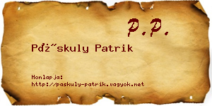Páskuly Patrik névjegykártya